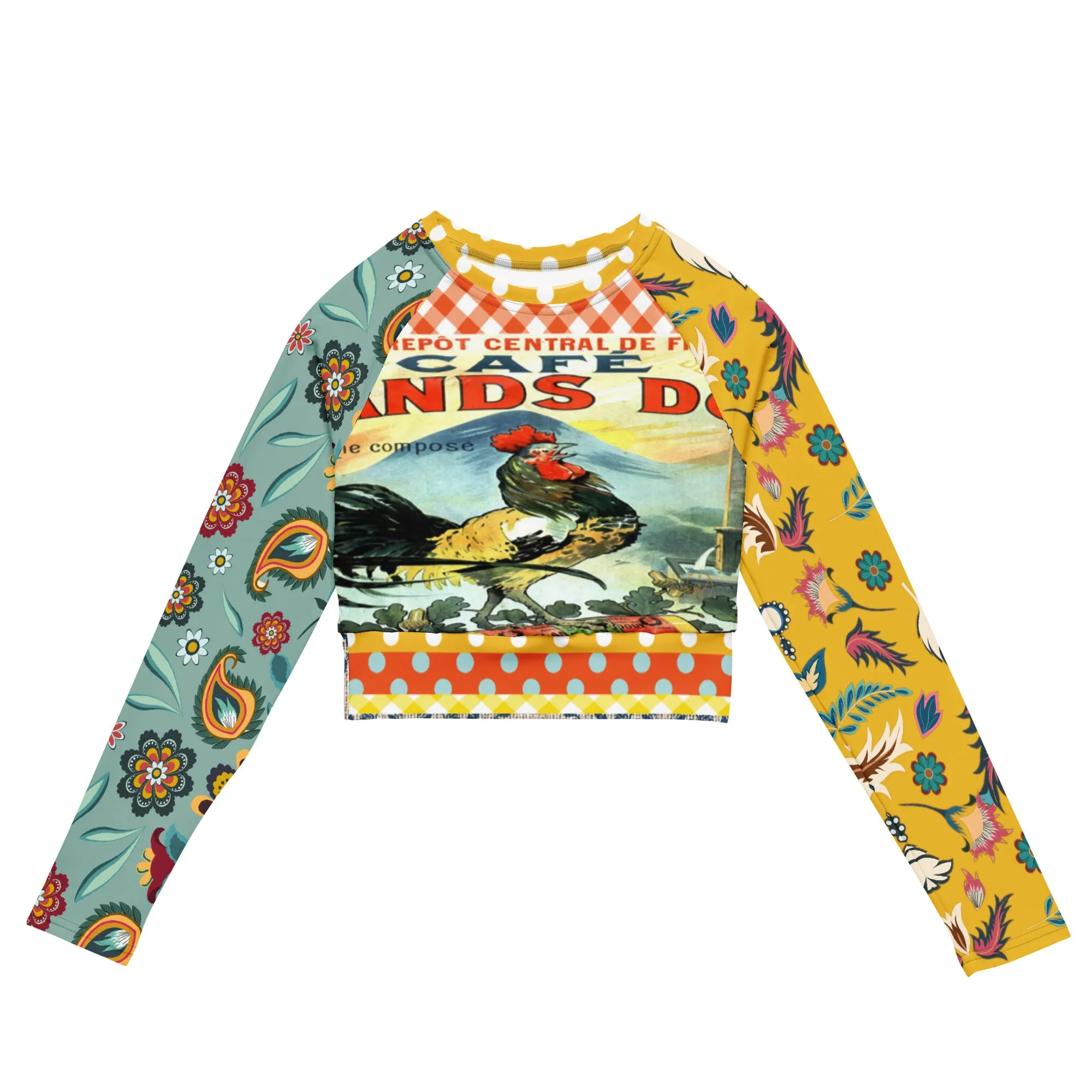Le Gaulois Gallic French Rooster Eco-Poly Long Sleeve Crop Top