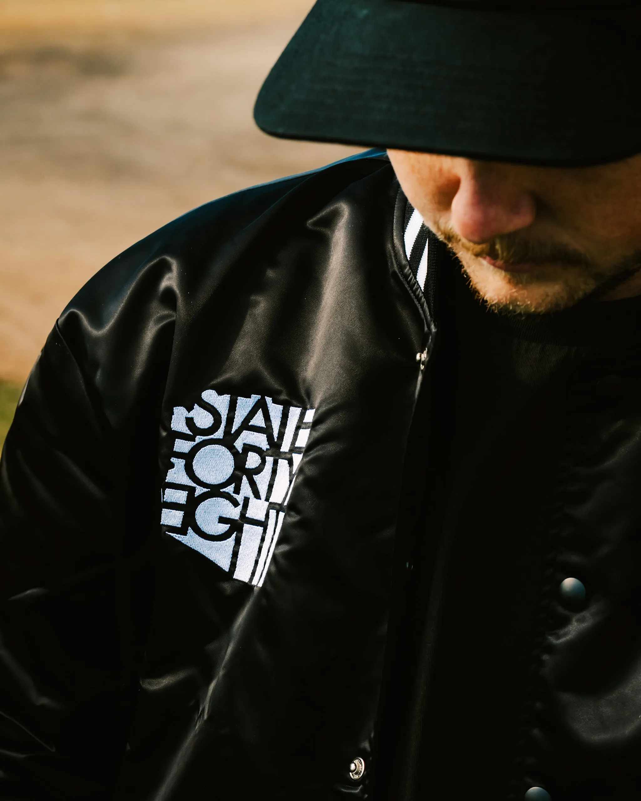 Locals Only Satin Bomber Jacket - Black