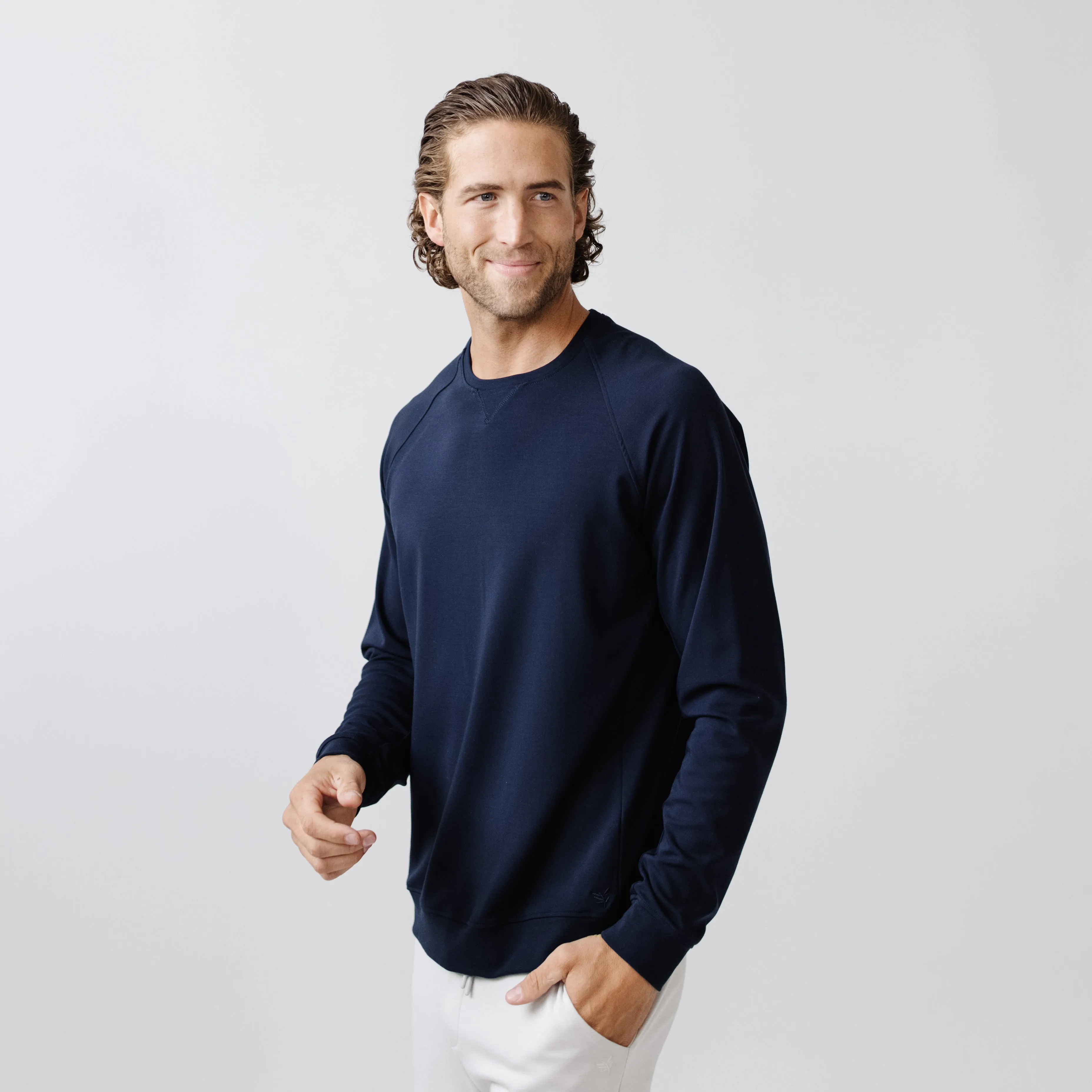 Men's Brushed Bamboo Pullover Crew