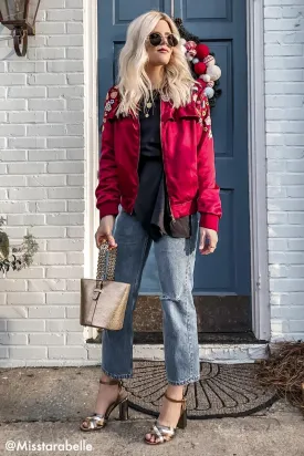 Mikie Embroidered Bomber Jacket