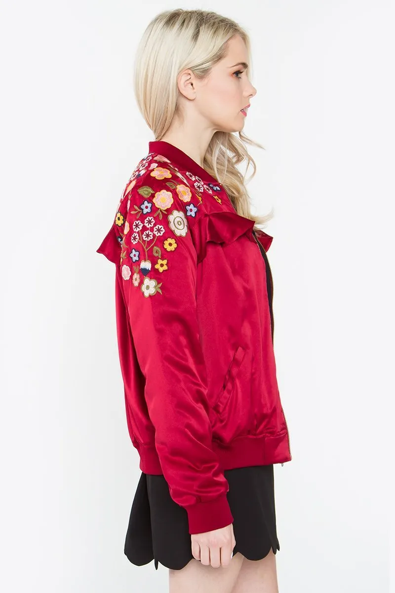 Mikie Embroidered Bomber Jacket