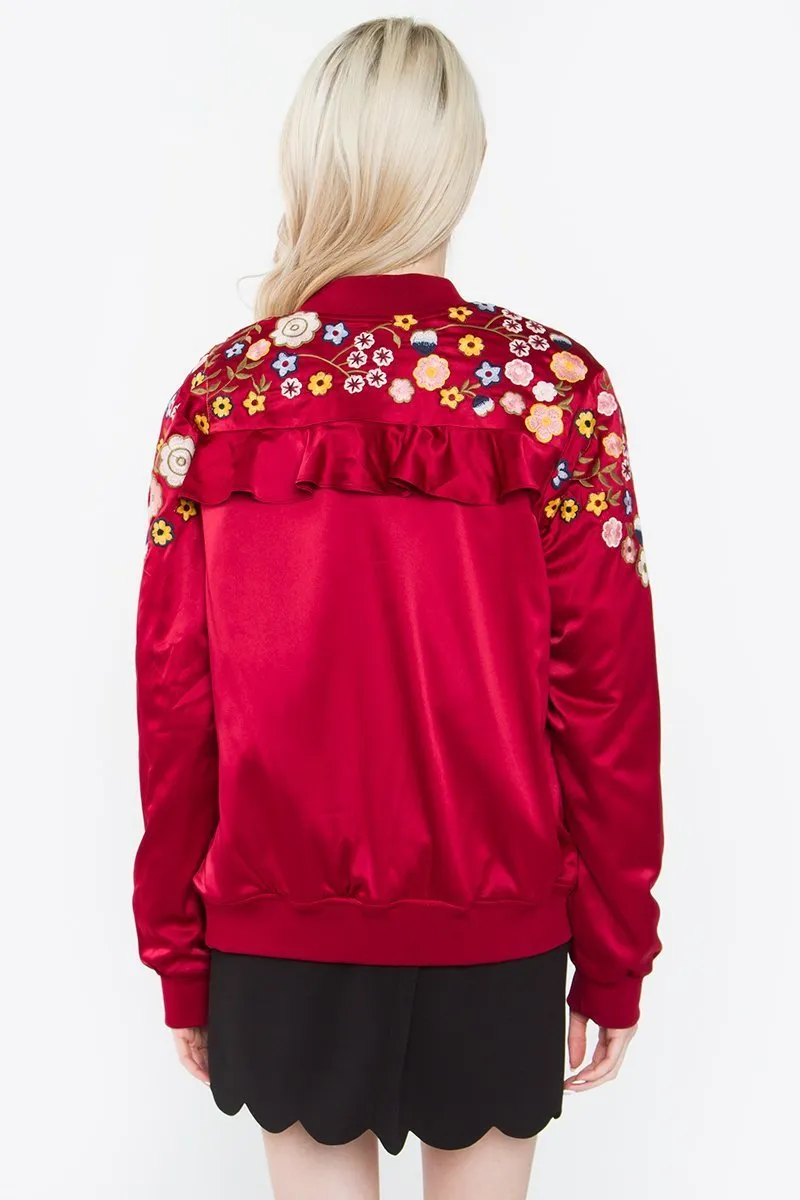 Mikie Embroidered Bomber Jacket