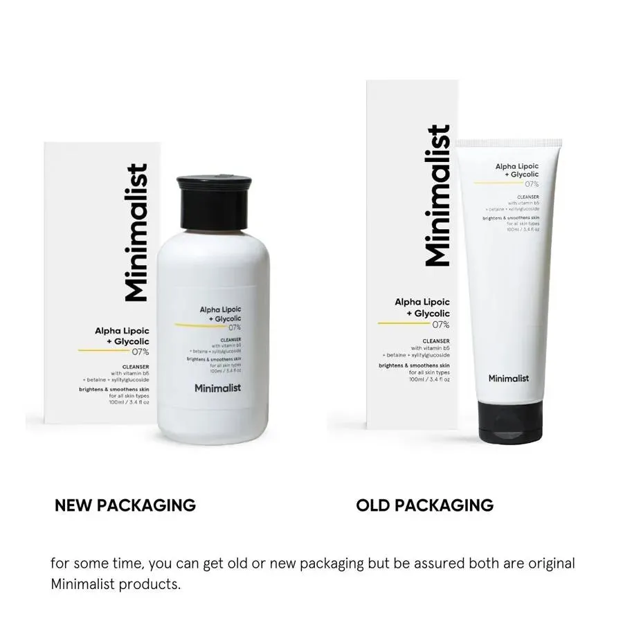 Minimalist Alpha Lipoic  Glycolic 07% Cleanser Brightens & Smoothens Skin 100ml