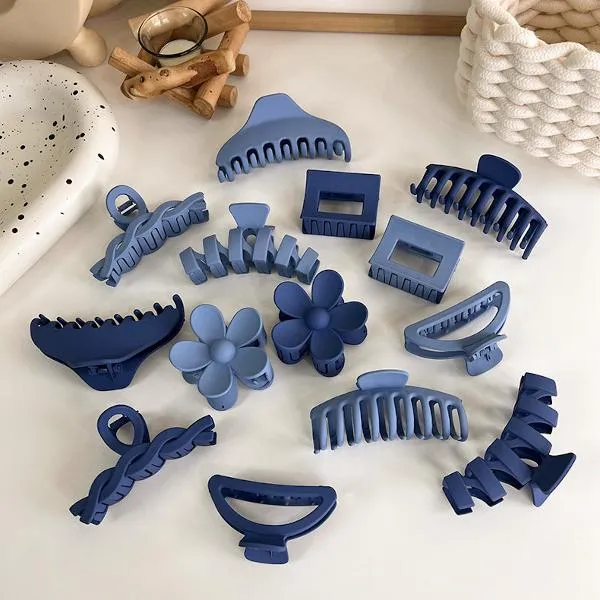 Minimalist Blue Color Tone Claw Hair Clips