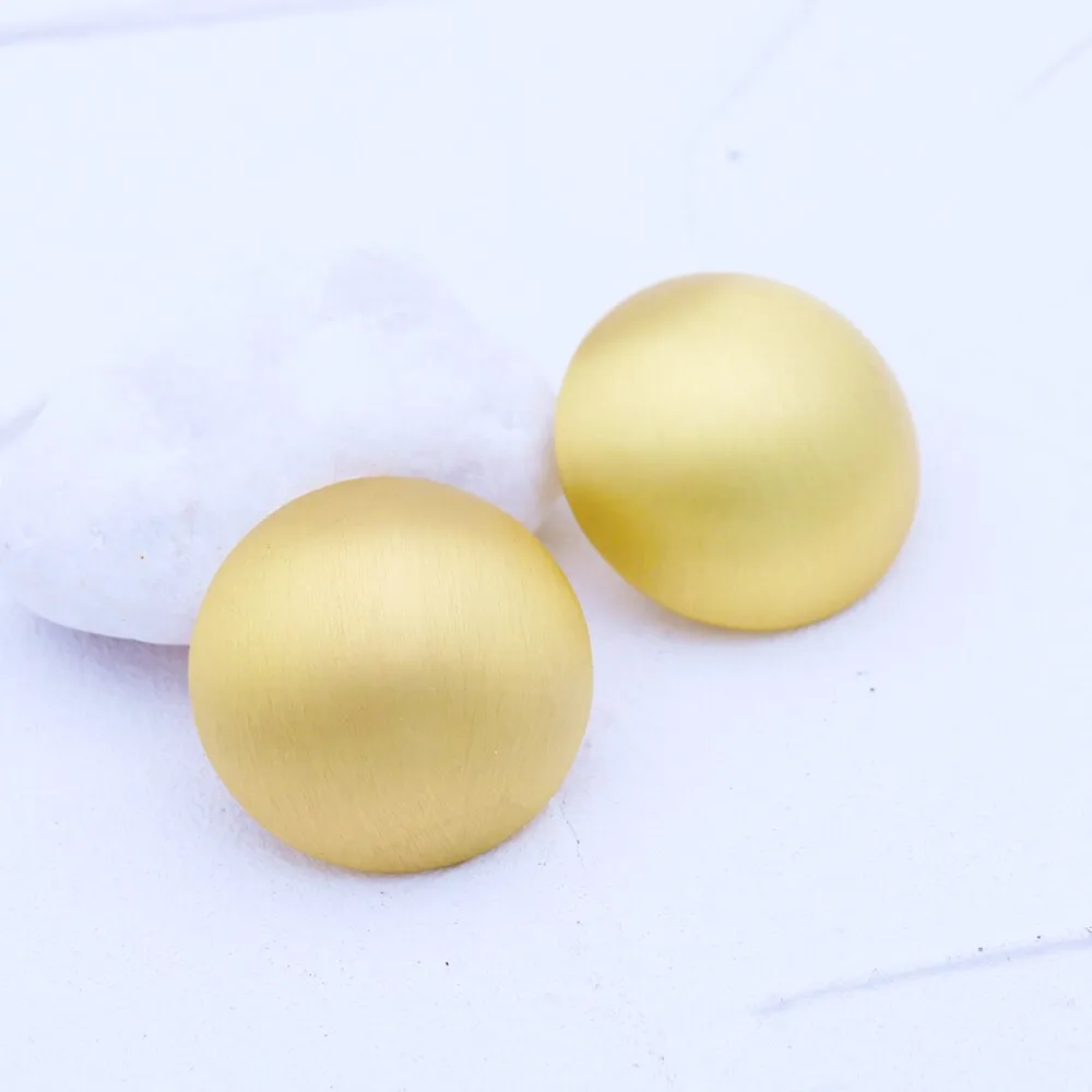 Minimalist Matte Gold Button Stud Earrings