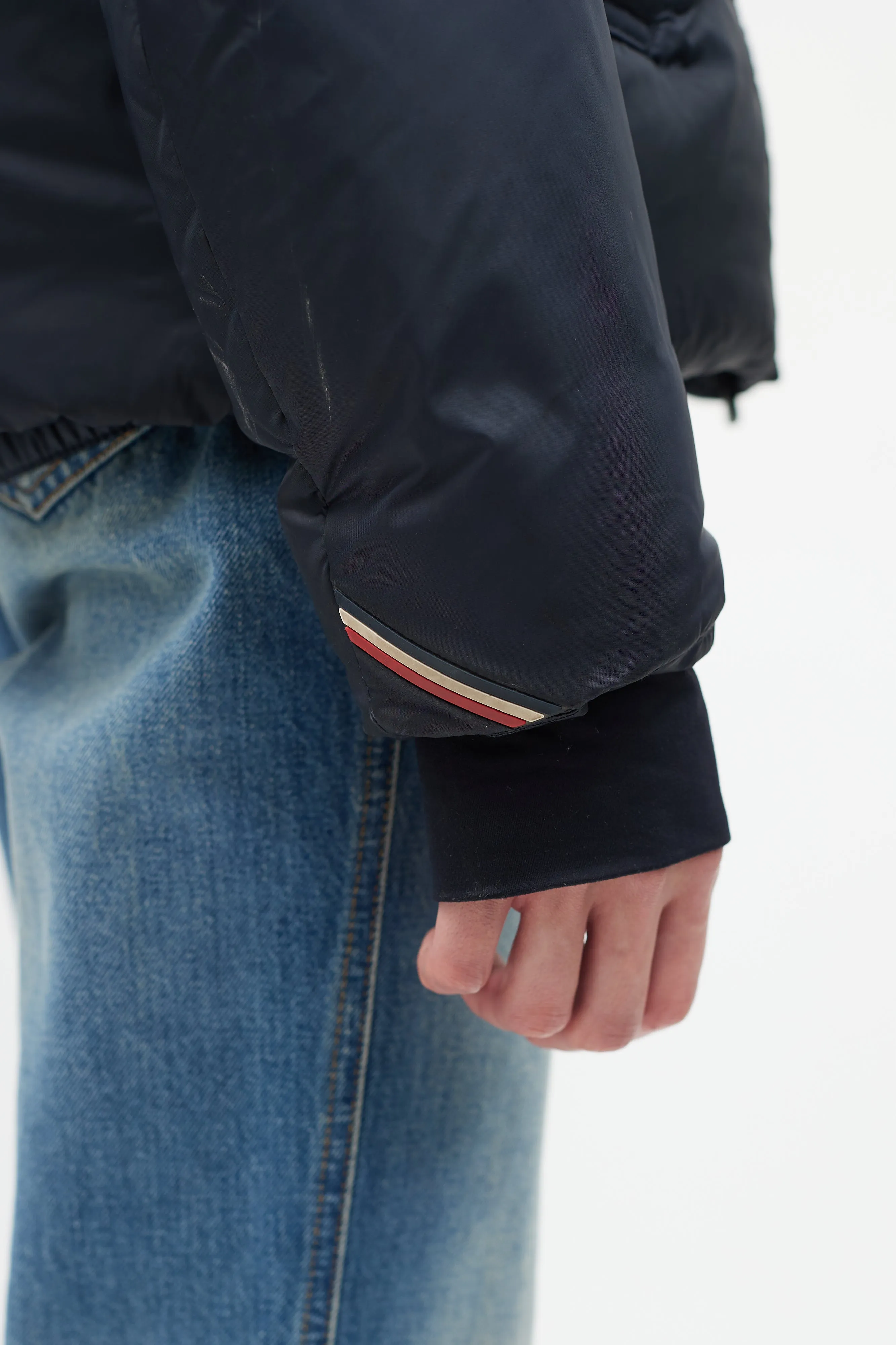 Navy & Red Down Double Hood Coat