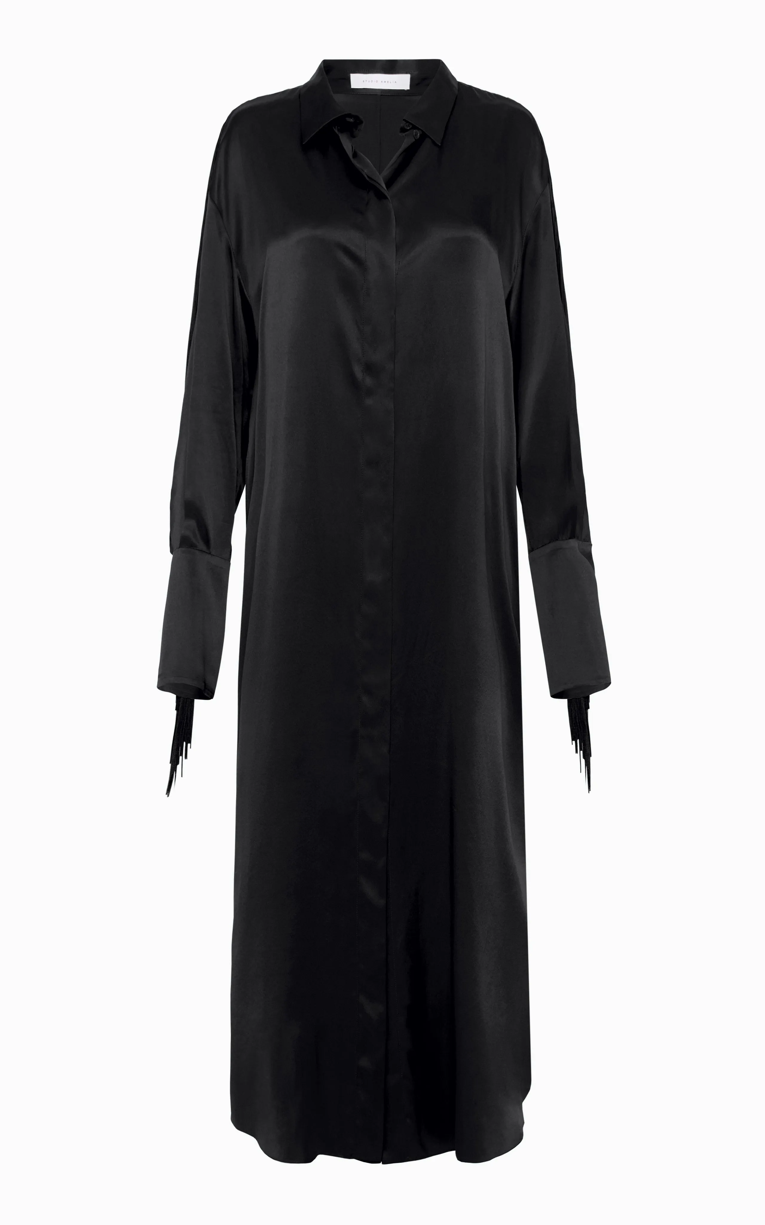 Nettle Fringed Shirt Dress | Black