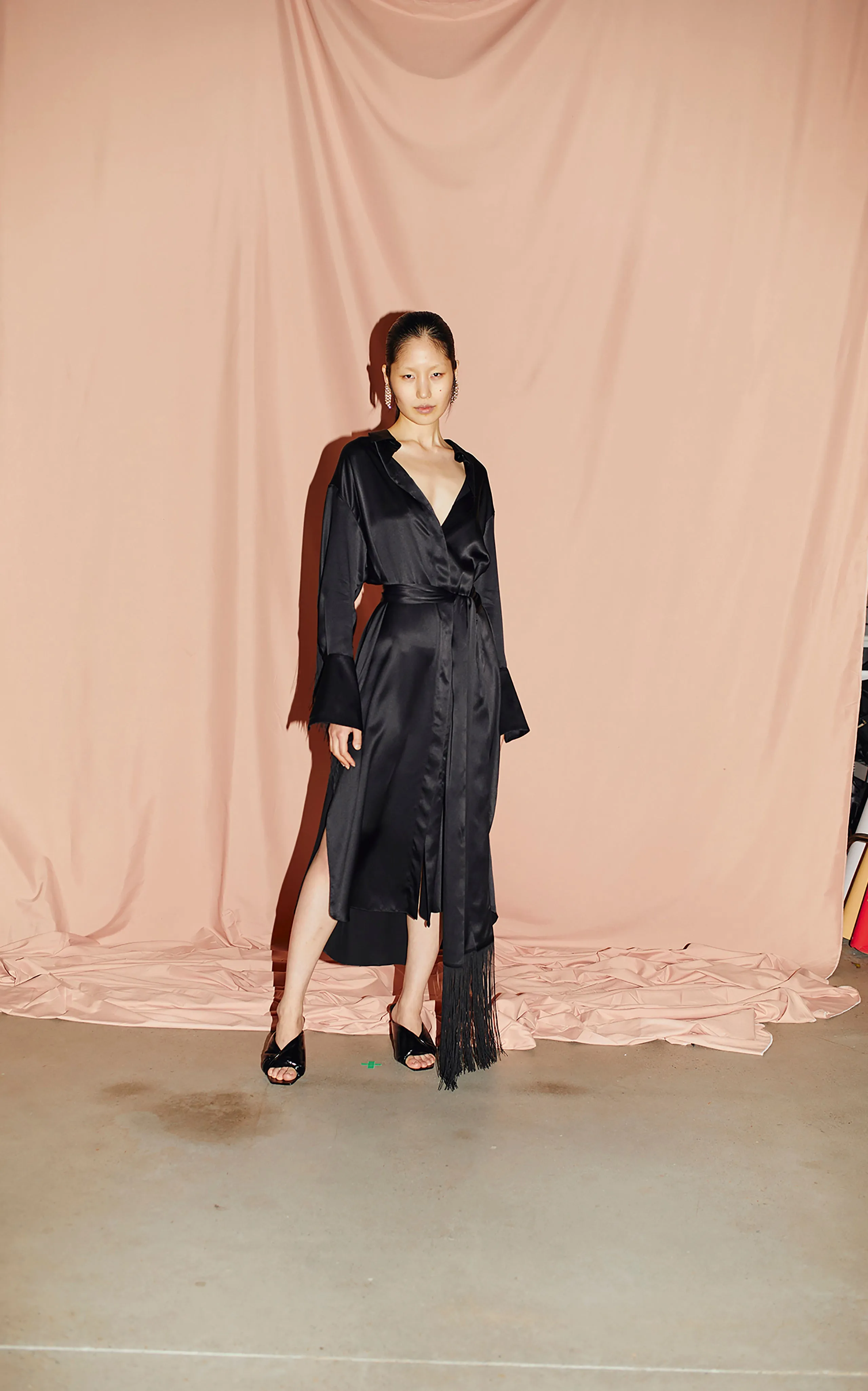 Nettle Fringed Shirt Dress | Black