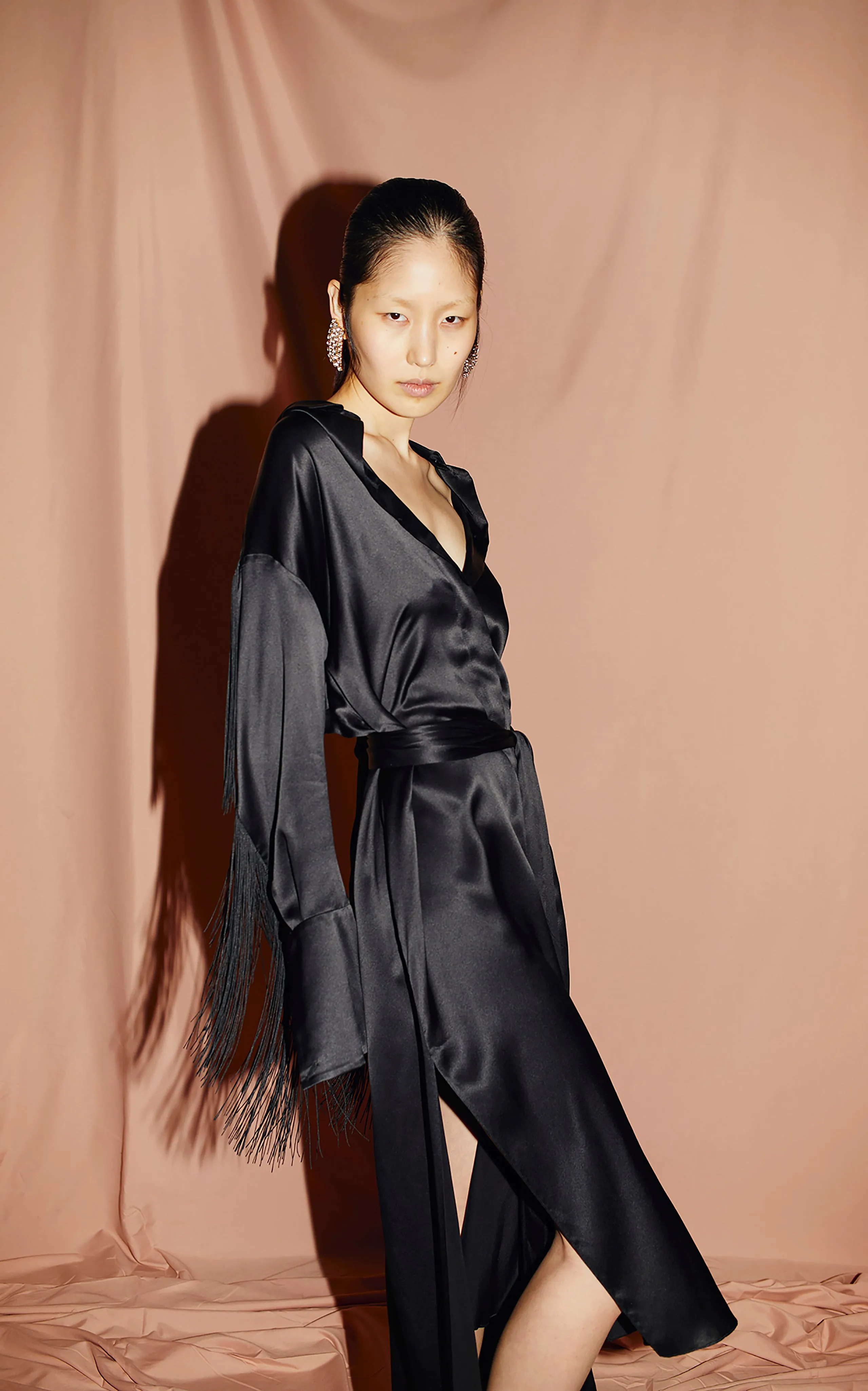 Nettle Fringed Shirt Dress | Black