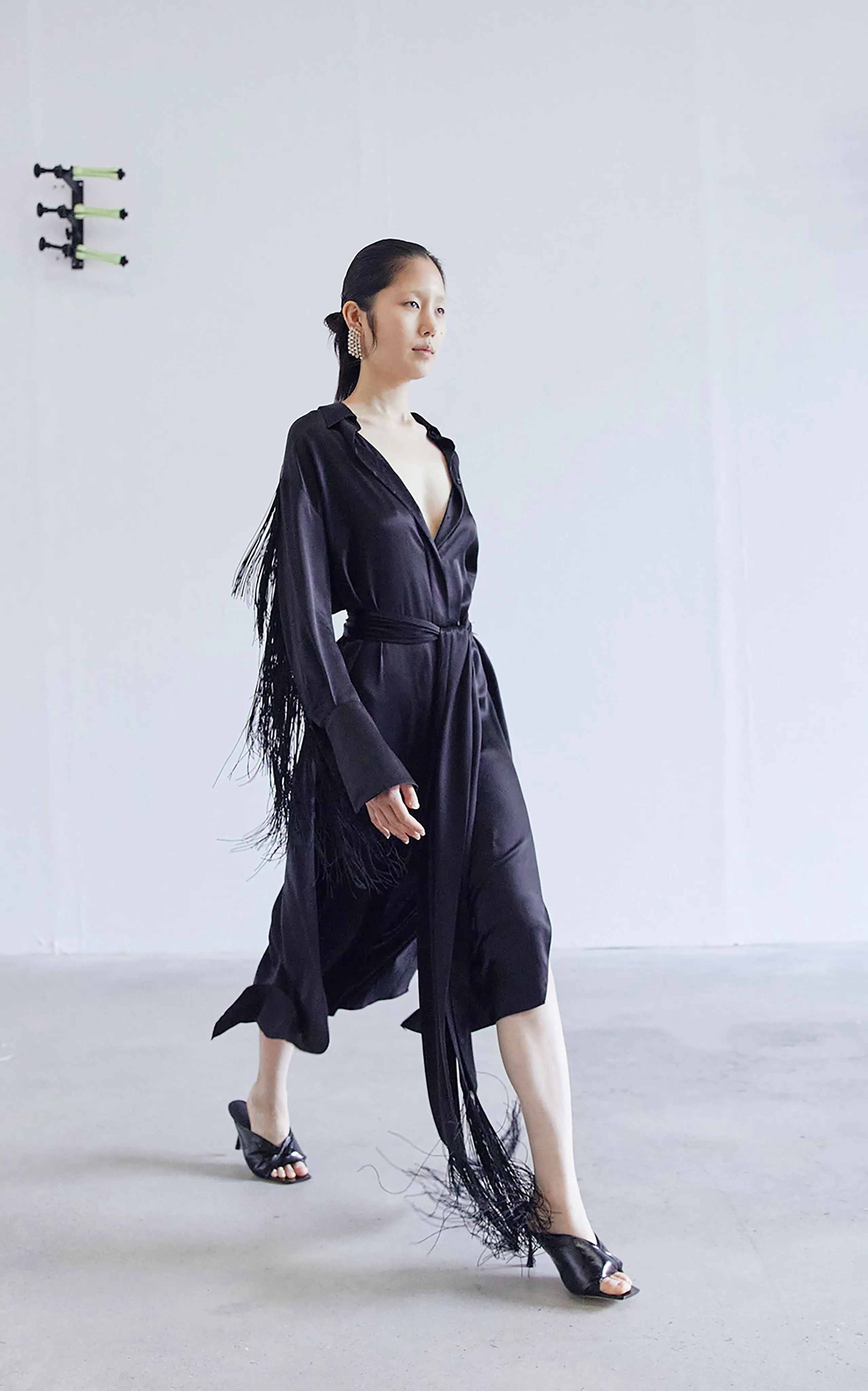 Nettle Fringed Shirt Dress | Black