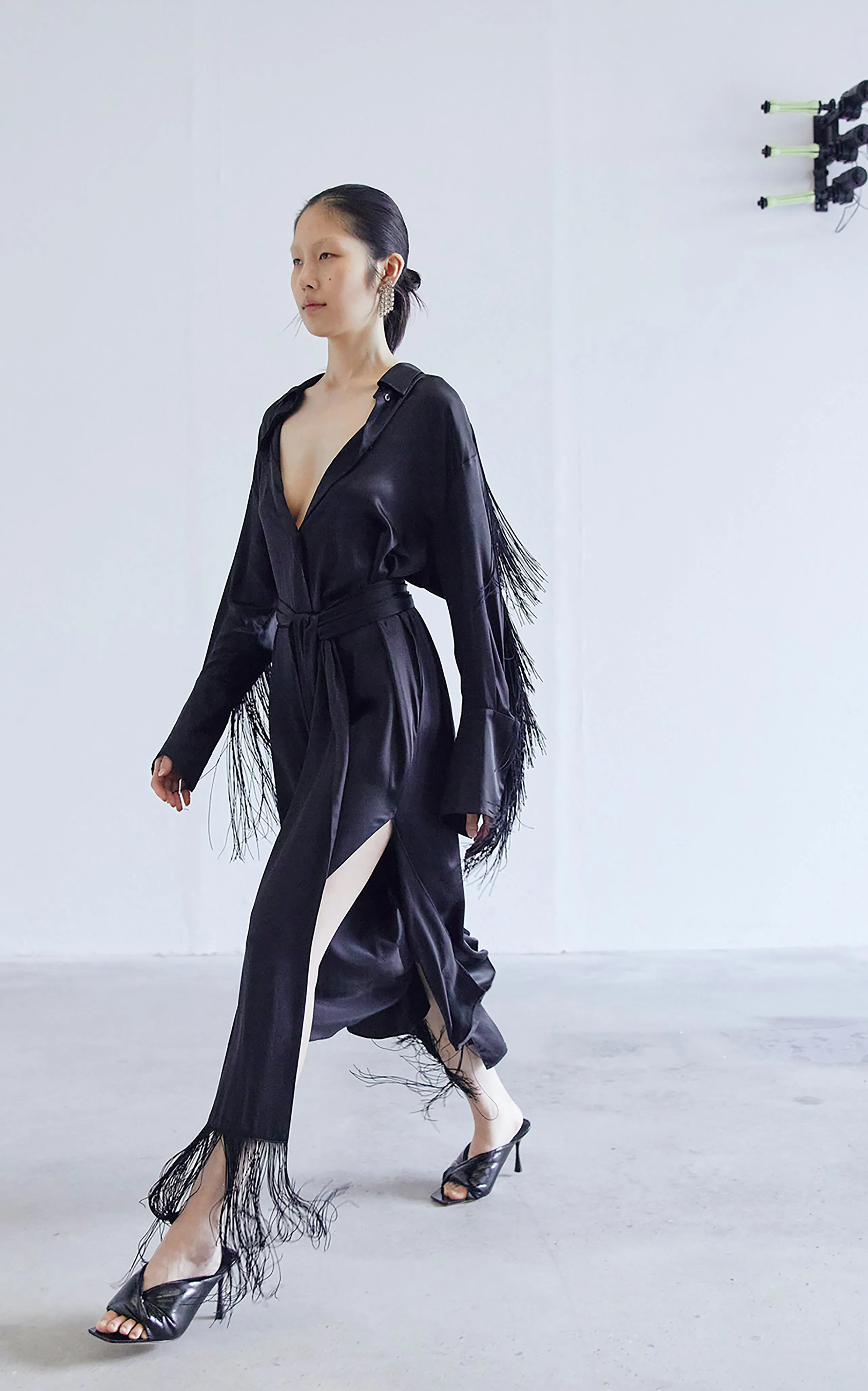 Nettle Fringed Shirt Dress | Black