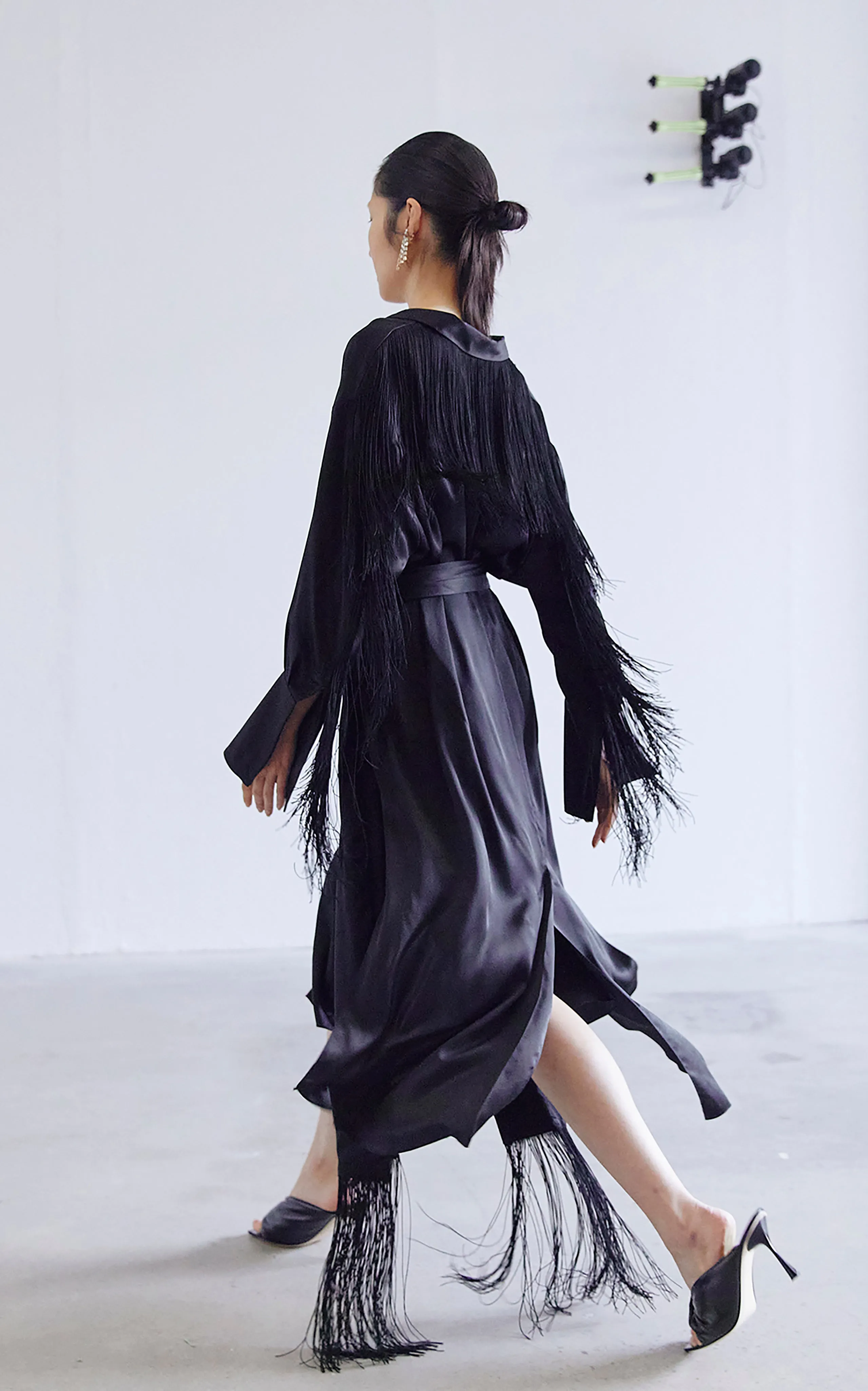 Nettle Fringed Shirt Dress | Black