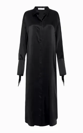 Nettle Fringed Shirt Dress | Black