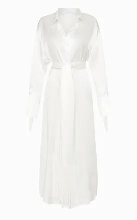 Nettle Fringed Shirt Dress | Ivory