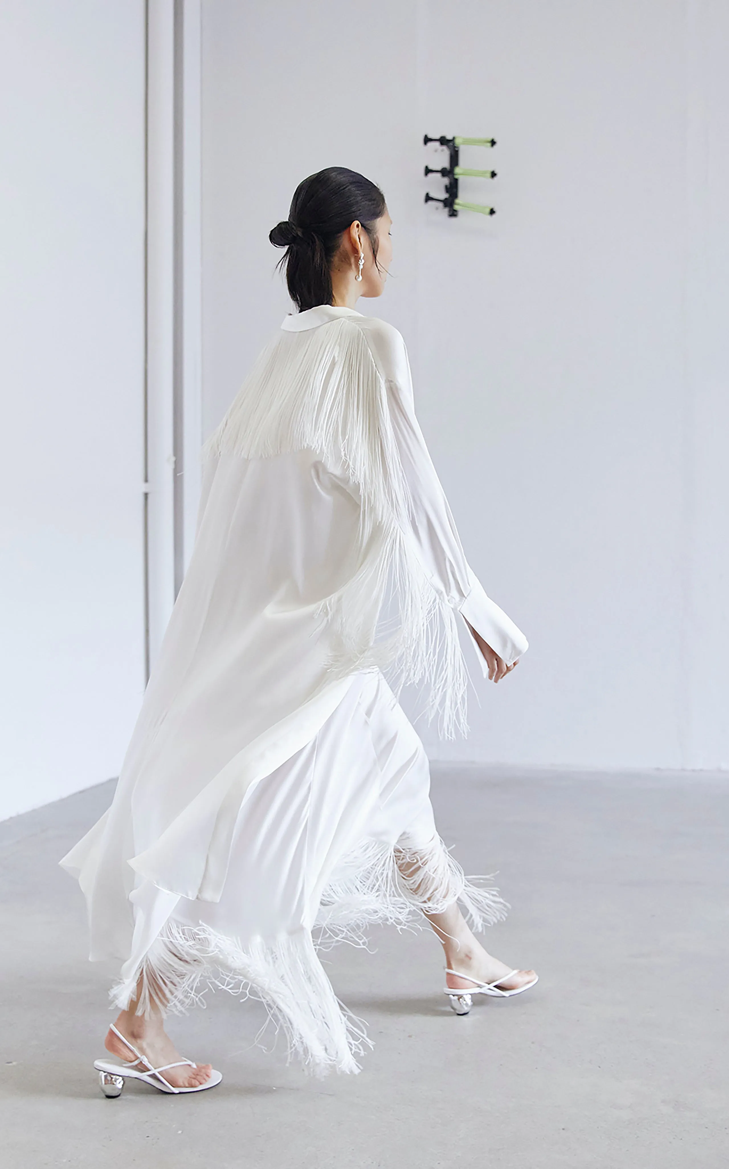 Nettle Fringed Shirt Dress | Ivory
