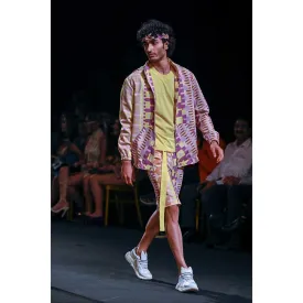 Nirmooha Geometric Printed Denim Bomber Jacket