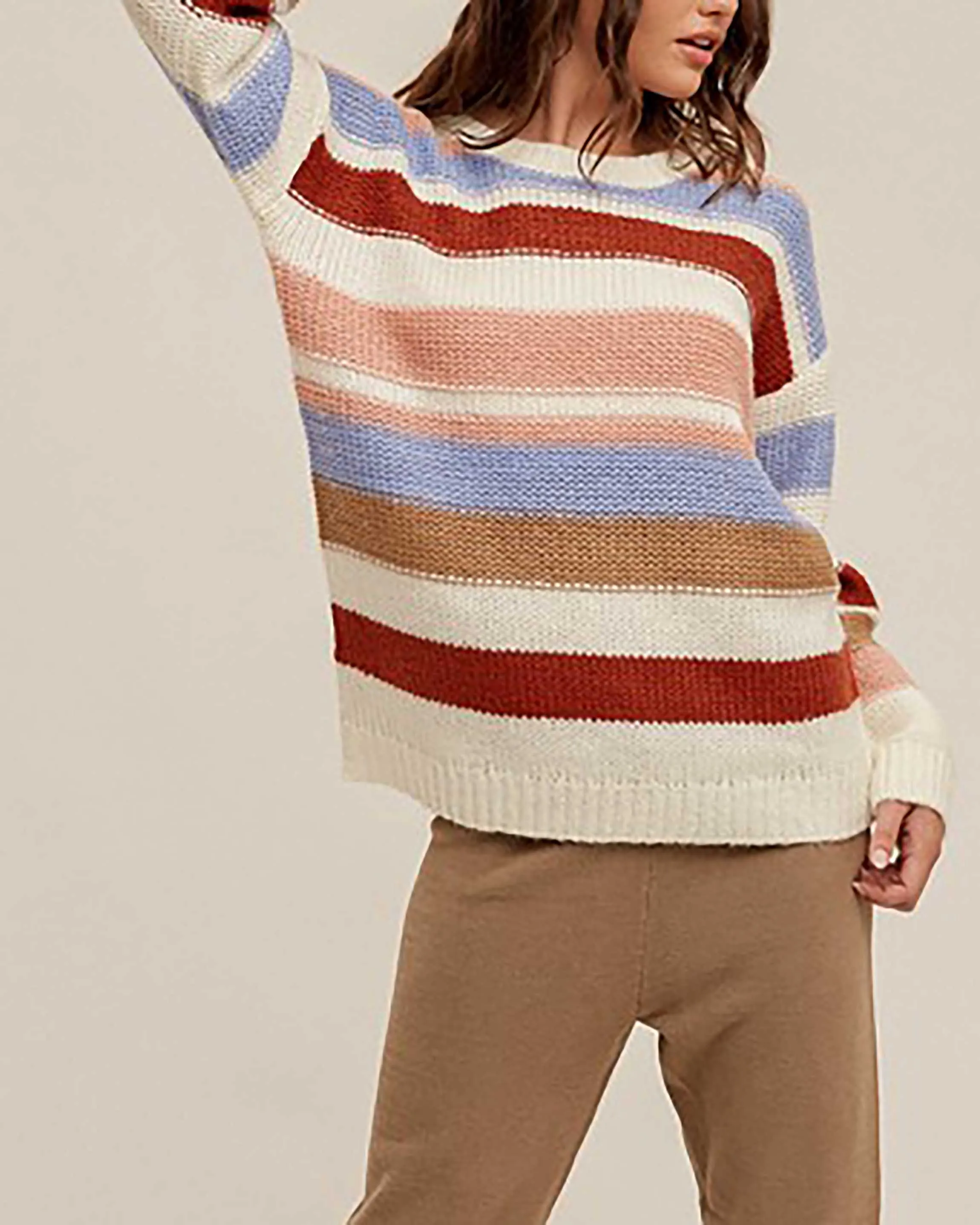 Open Book Striped Crewneck Sweater