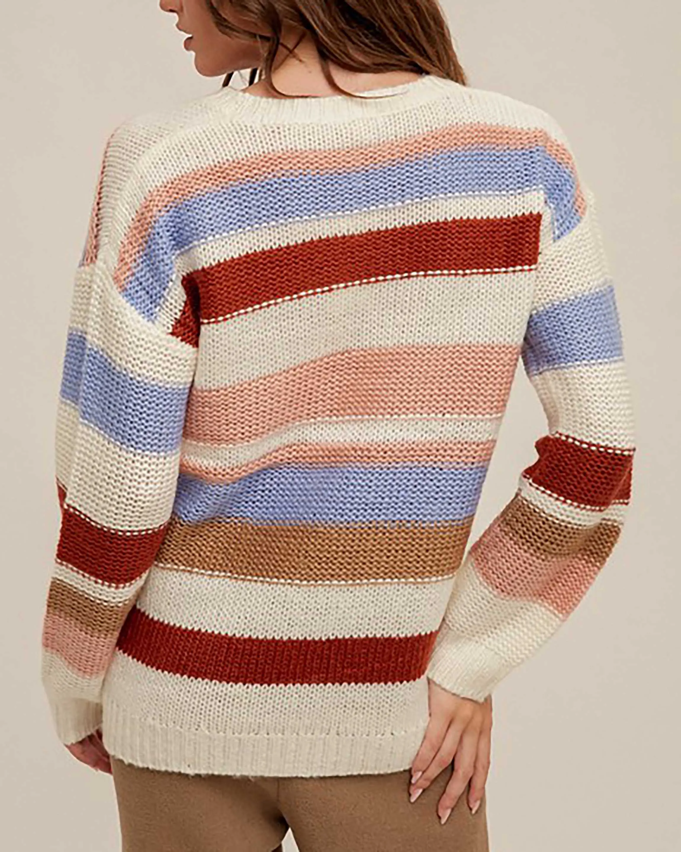 Open Book Striped Crewneck Sweater