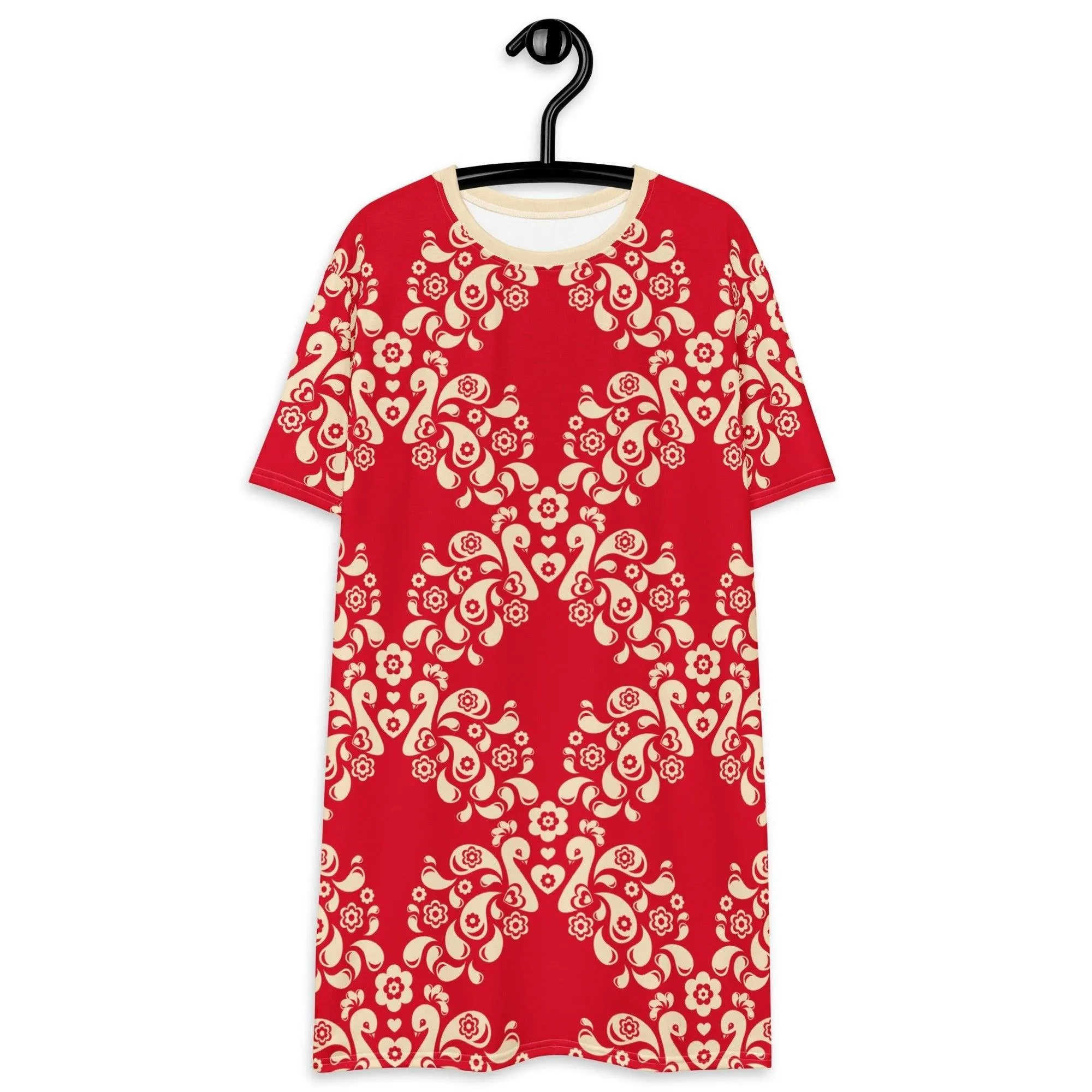 PEACOCK LOVE red - T-shirt dress