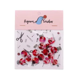 Pigeon Wishes Resin Shirting Buttons (15mm) Set of 15 - Cherry Bomb