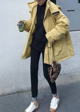 plus size warm winter coat side open winter coats yellow hooded women parkas