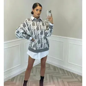 Print Sweater Mini Dress
