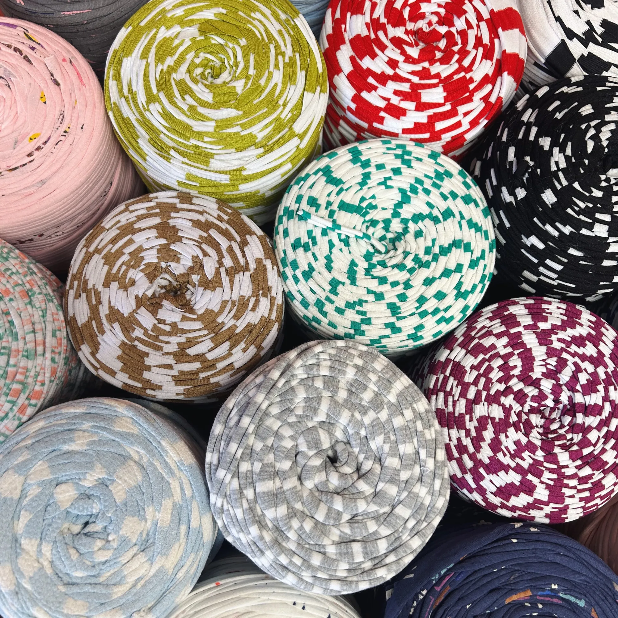 Printed Recycled T-Shirt Fabric Yarn - Nautical