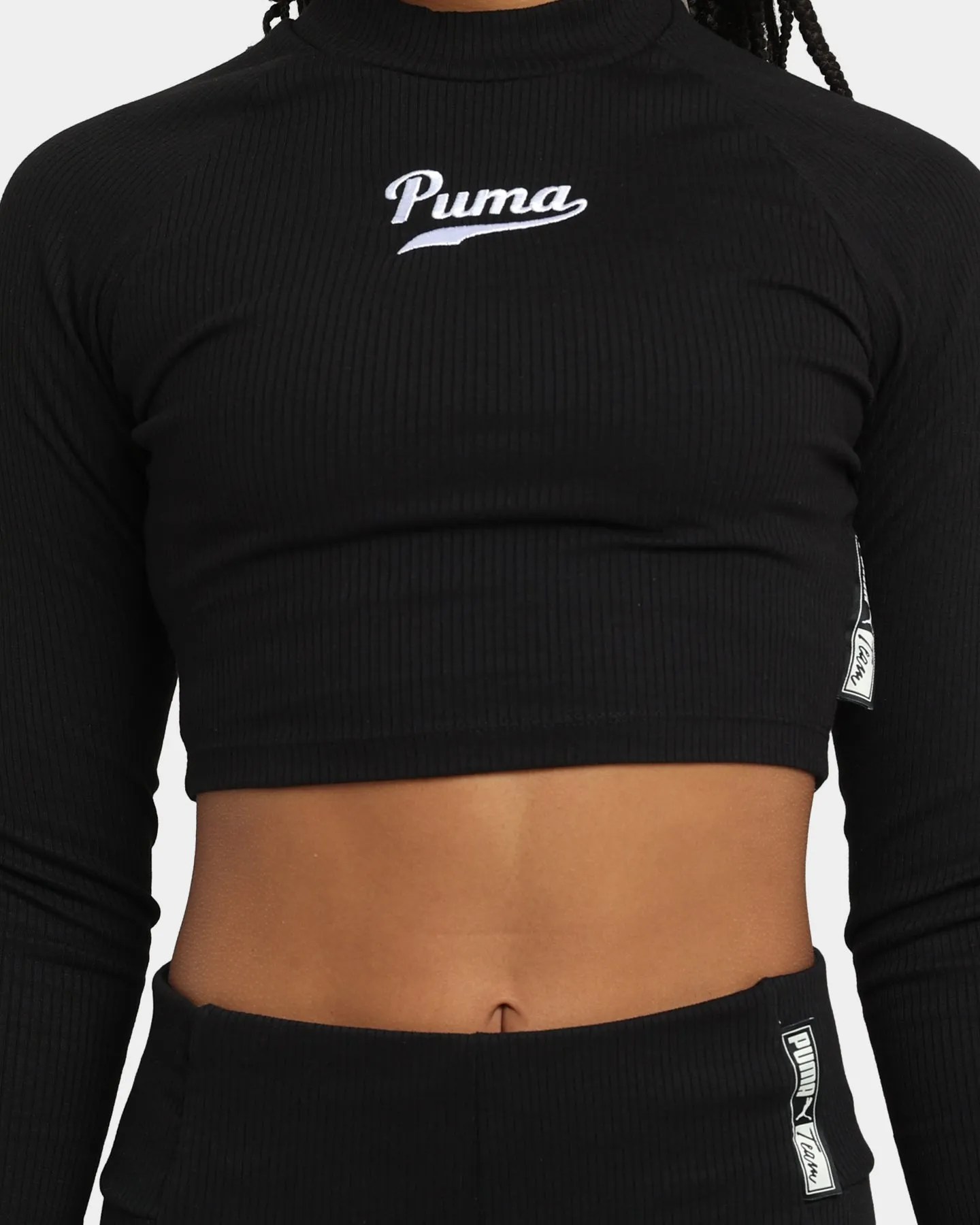 PUMA Women's Team Ribbed Long Sleeve Top Puma Black