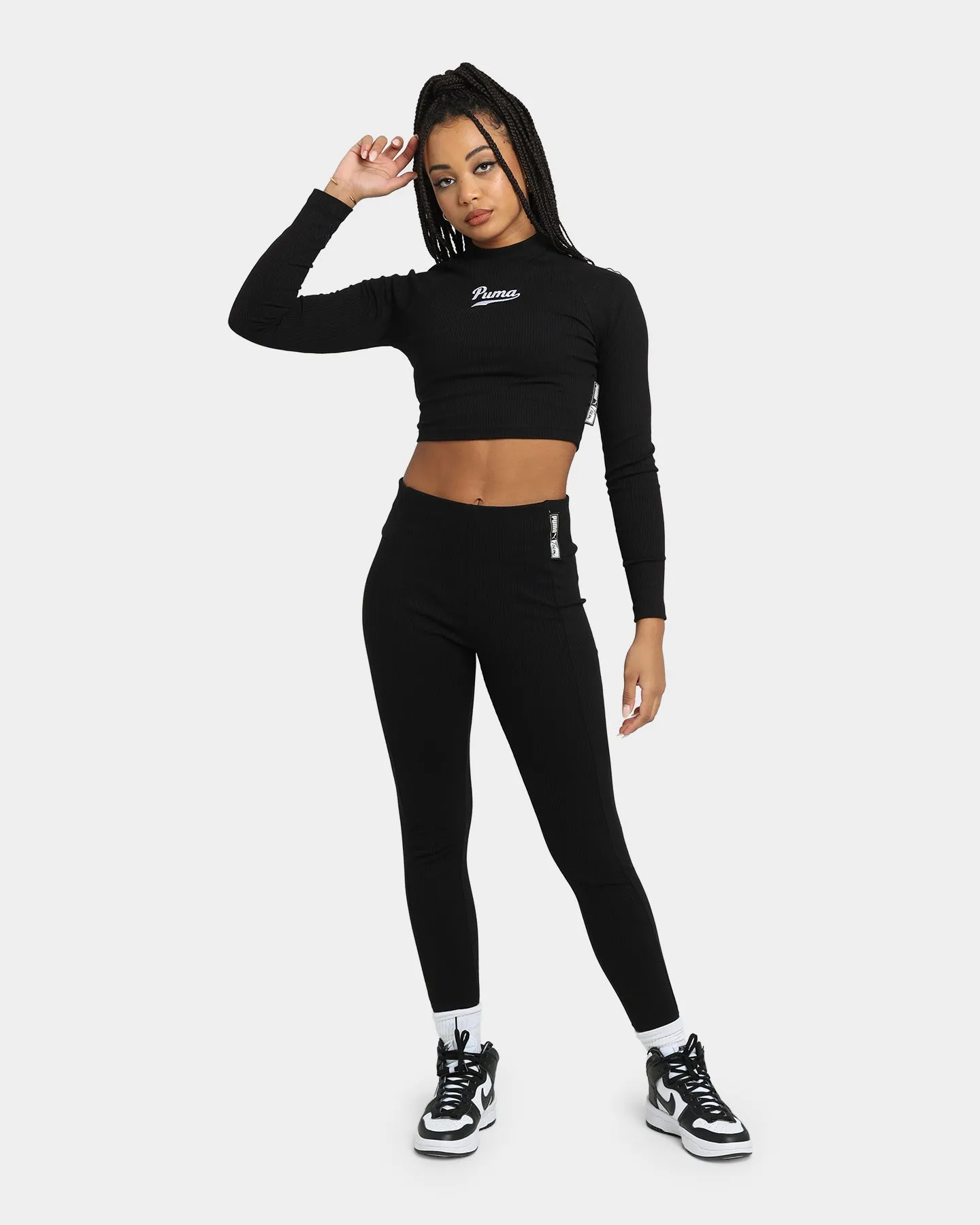 PUMA Women's Team Ribbed Long Sleeve Top Puma Black