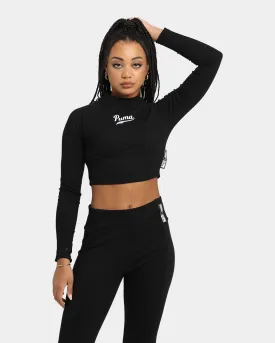 PUMA Women's Team Ribbed Long Sleeve Top Puma Black