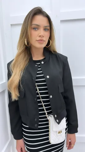 SIENNA black cropped pocket bomber