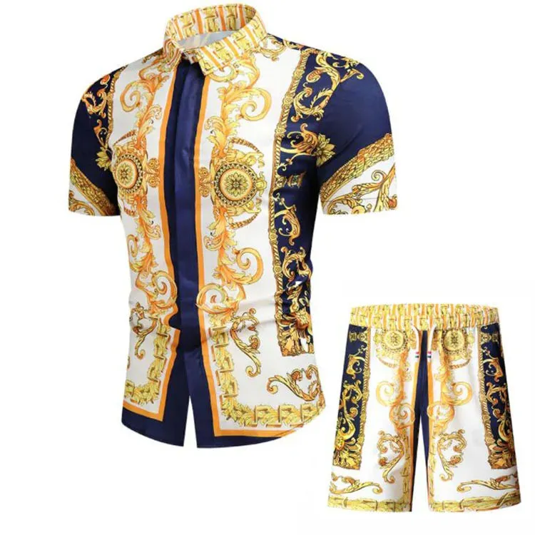 Summer Men Short Sleeve Shirt & Shorts Set