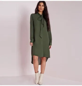 Tie Neck Midi Dress
