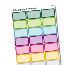 TPQ-007 Half Box Stickers, Kitchen Labels, Planner Stickers, Functional Planner Stickers, Planner Labels, 21 Stickers, 1.5" in length, Multicolor