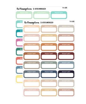 TPQ-024 Important Quarterboxes, Appointment labels to mark important tasks and to do's, 2 sheets, 48 stickers total, bright and neutral color stickers