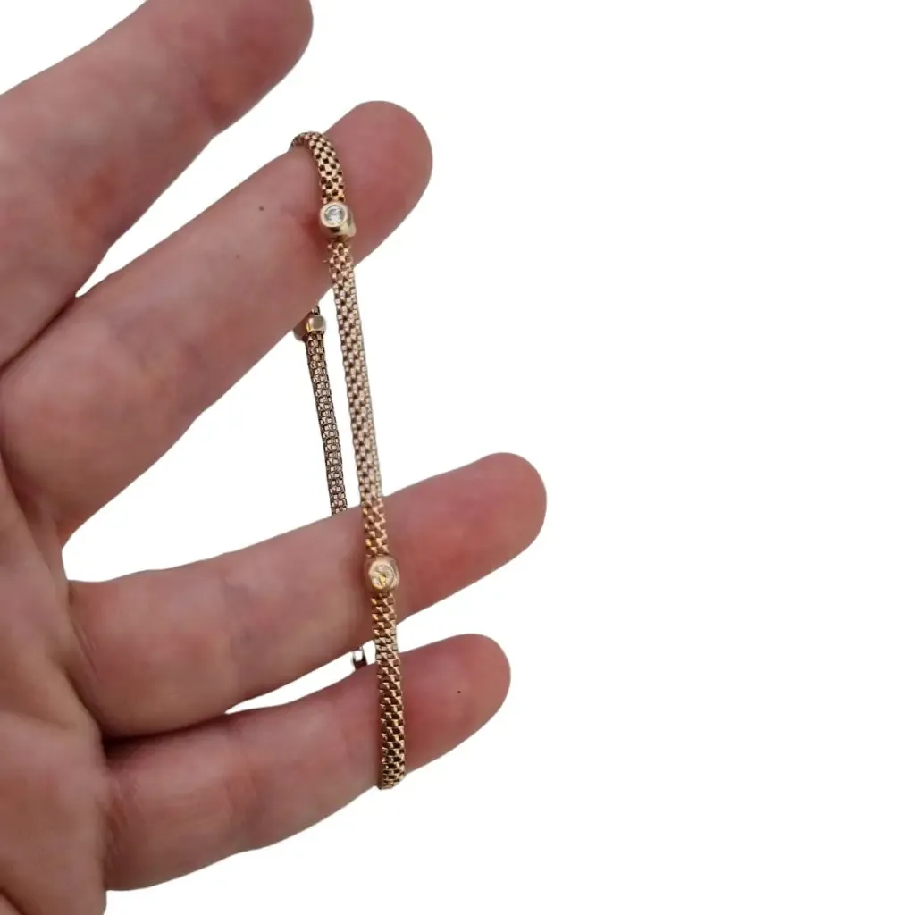 Vintage bracelet for women in golden silver and zircons.