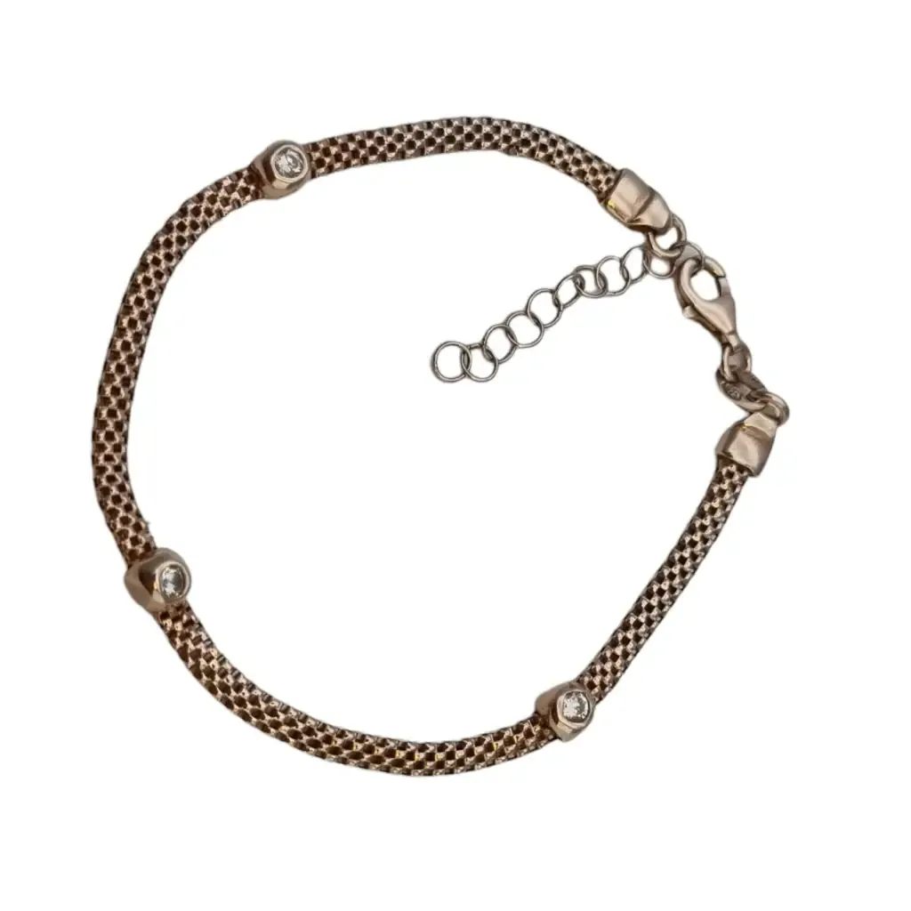 Vintage bracelet for women in golden silver and zircons.