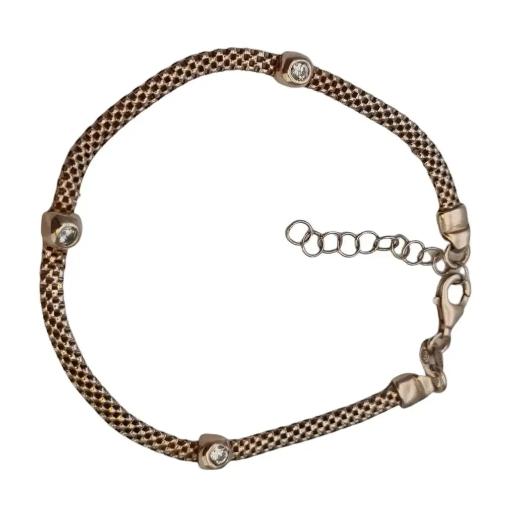 Vintage bracelet for women in golden silver and zircons.