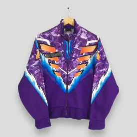 Vintage Descente Japan Abstract Jacket Windbreaker Medium 90s Descente Retro Jacket Sportswear Multicolor Purple Zipper Track Jacket Size M