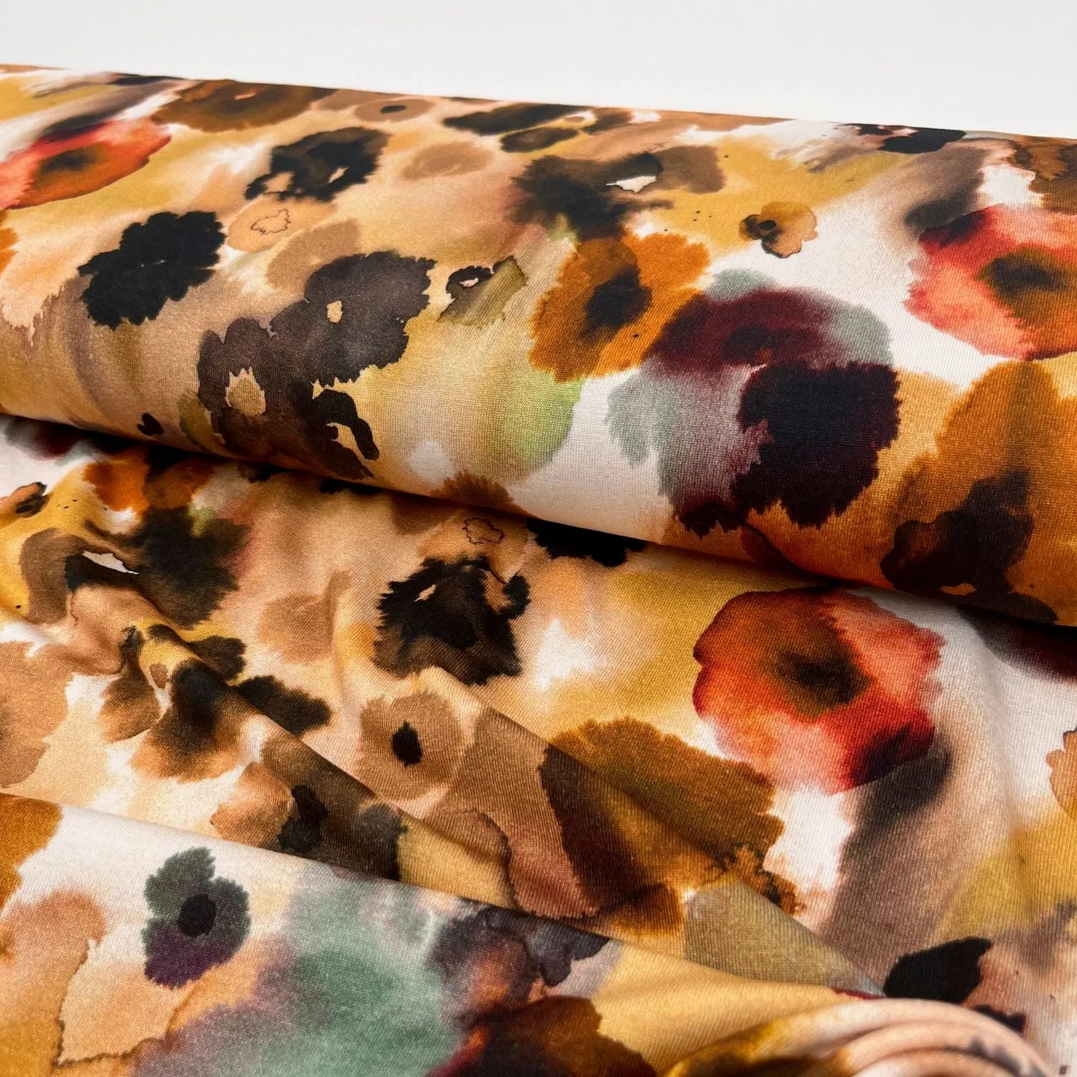 Waterdots-Viscose Jersey-Cognac