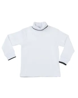 White Turtleneck Shirt with Black Tipping