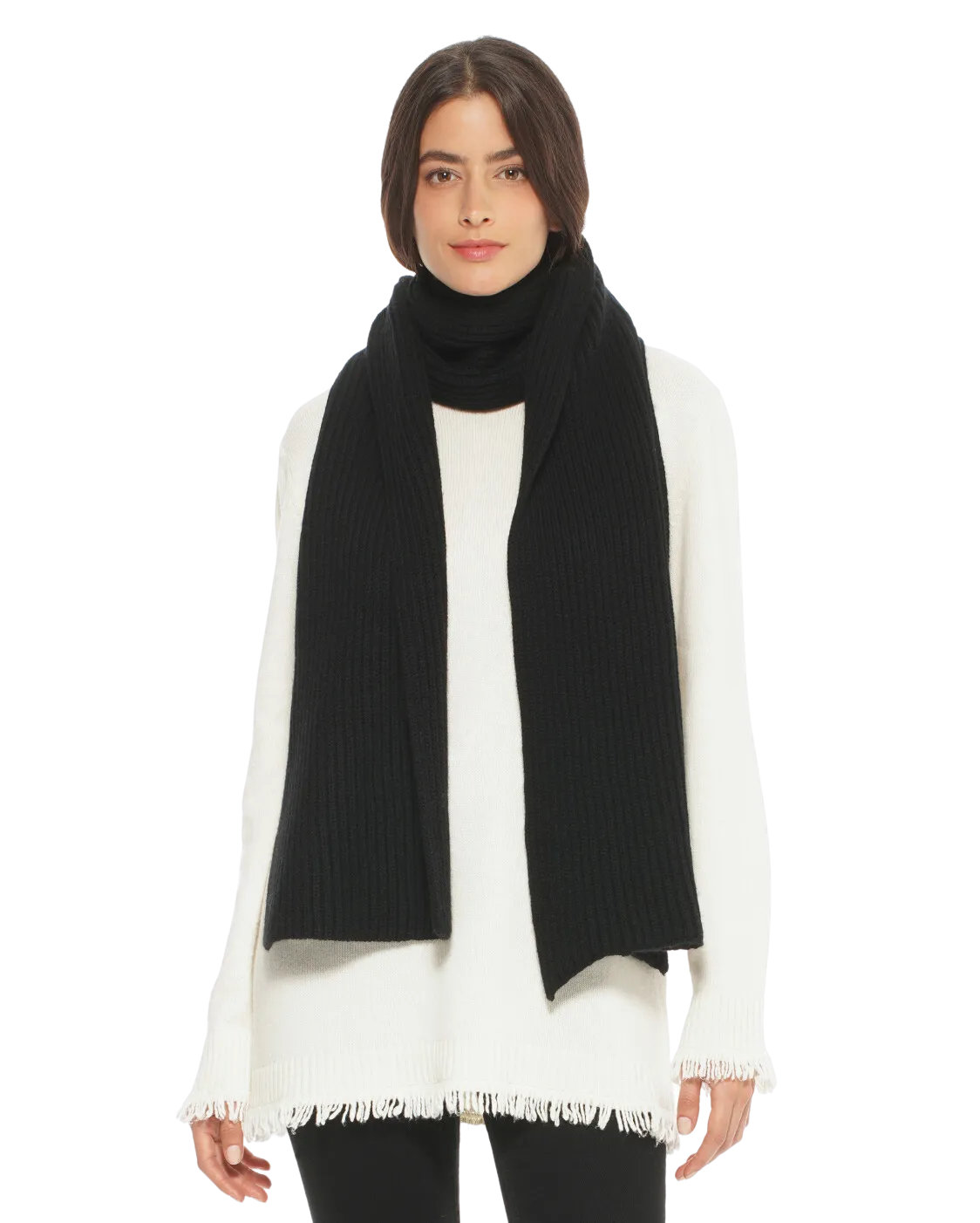 Womens's Cashmere & Wool Chunky Ribbed Scarf Black