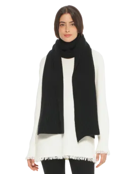 Womens's Cashmere & Wool Chunky Ribbed Scarf Black