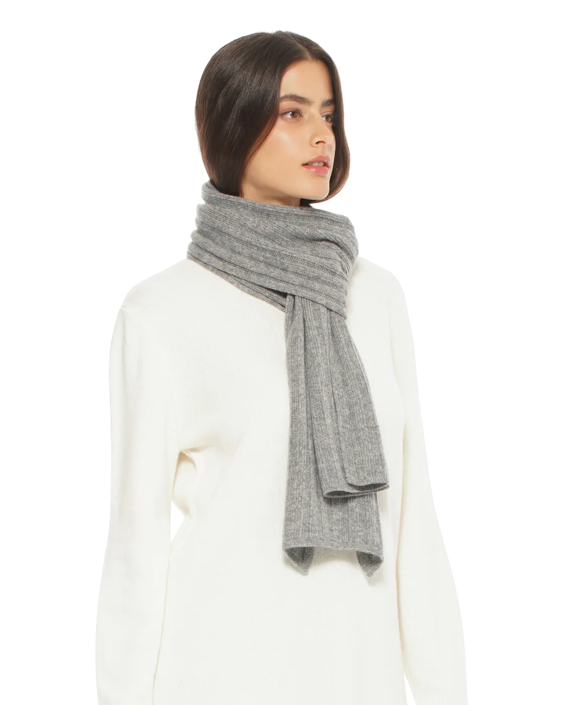 Womens's Cashmere & Wool Chunky Ribbed Scarf Black